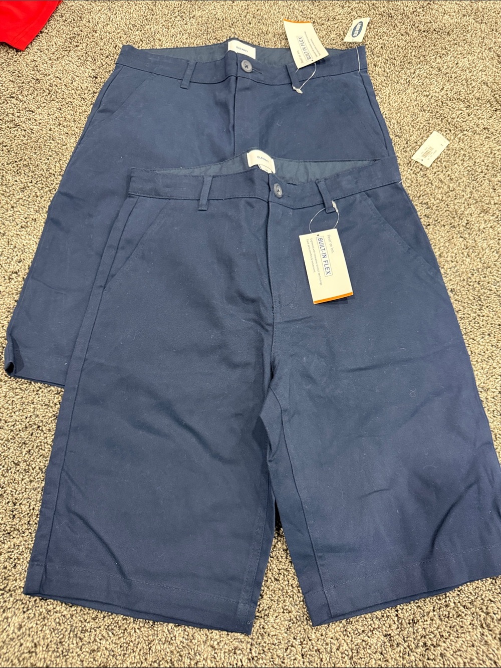 Old Navy Boys Navy Flat-Front Shorts - set of 2. NWT